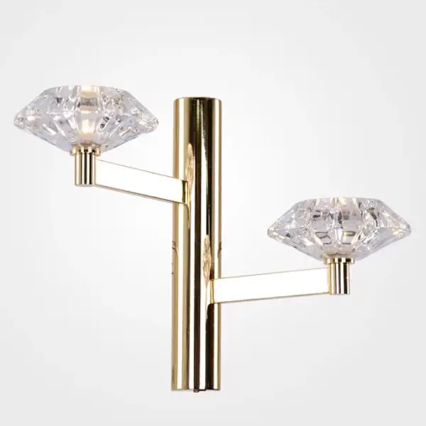 Arandela Dourada Cannes Vidro com 2 Braços 2-7302 Tupiara