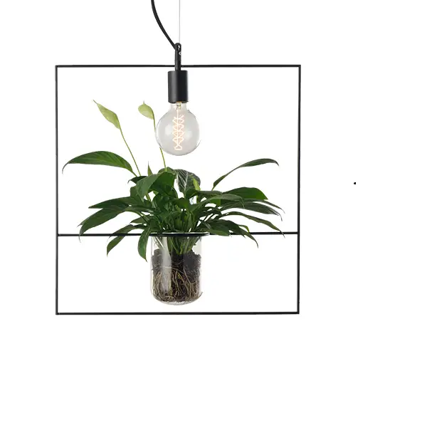 Pendente Nature Quadrado em Aço Preto E27 Bivolt Avant 1