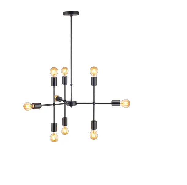 Lustre para Sala Hash Preto 9 Lâmpadas E27 Avant 1