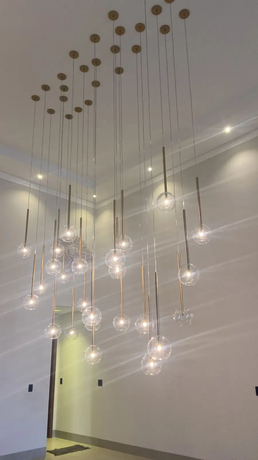 Pendente Sala Haste Uno Globo di Vetro 6821 All Lux