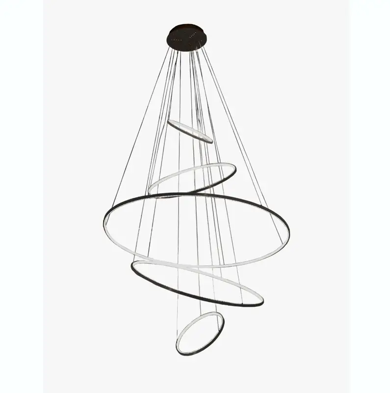 Pendente Arcos Preto Led 150W e Cristais US100-2 Luciin