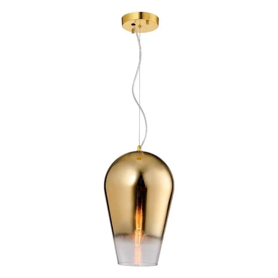 Pendente em Vidro Fumê e Dourado 22cm Tazza OR1223 Orluce 1