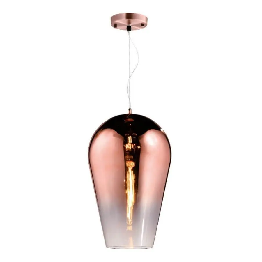 Pendente em Vidro Fumê e Rosê 22cm Tazza OR1224 Orluce 1