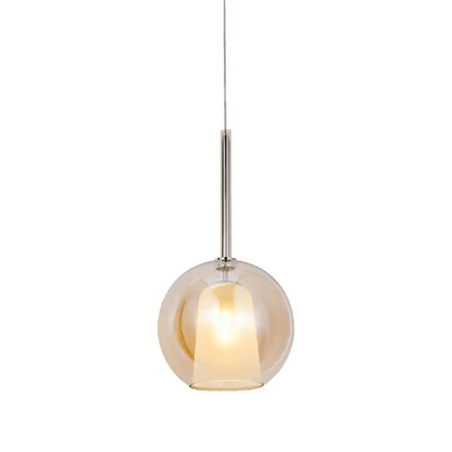 Pendente Vidro Ambar e Dourado 15cm Inside OR1256 Orluce 1