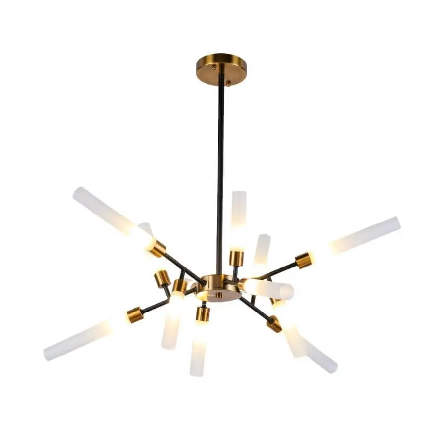 Lustre Preto e Bronze Acetinado 12 Lâmpadas OR1265 Orluce