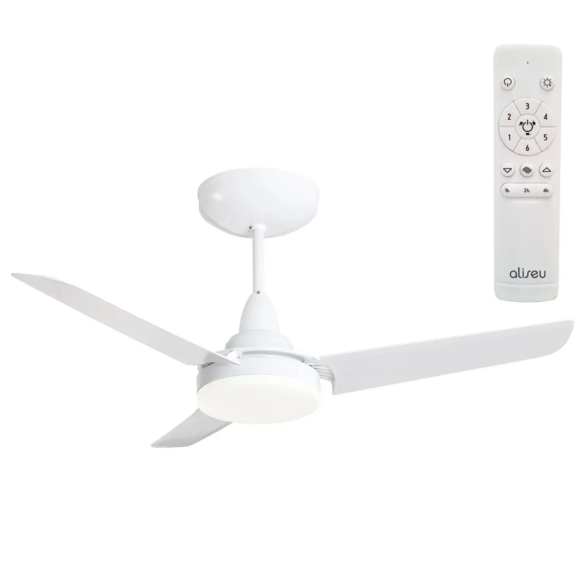 Ventilador de Teto Branco Vime Pas Natural com Lustre Aliseu