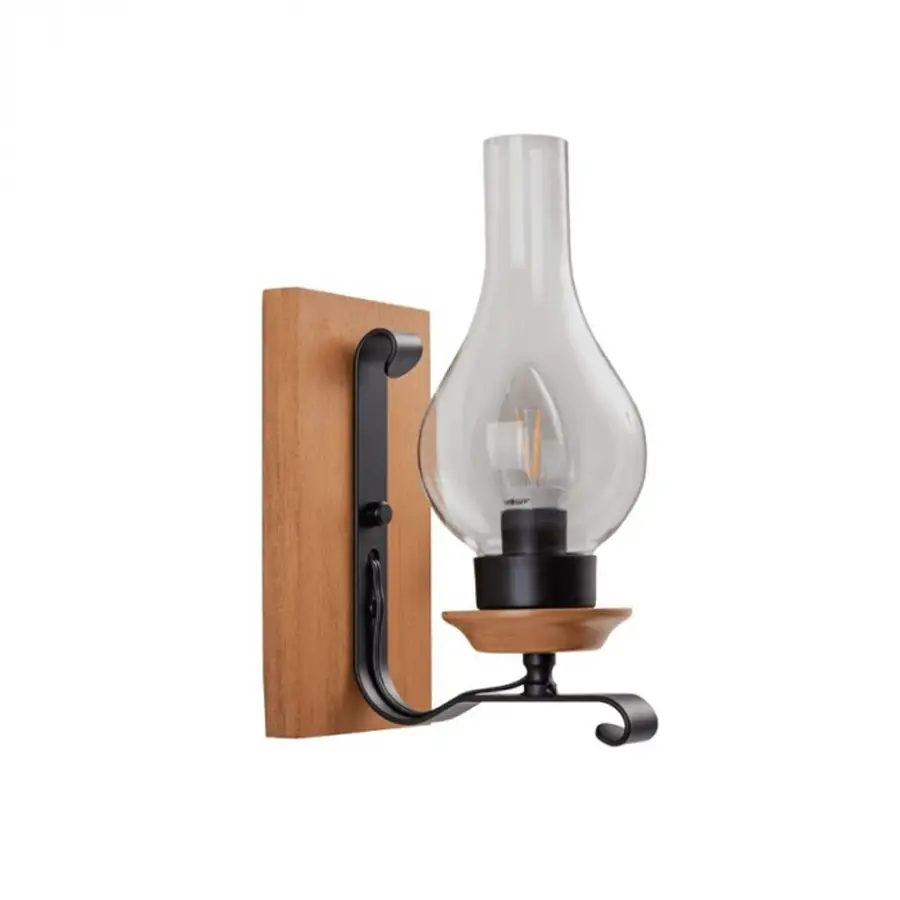 Arandela Rustica Oxford Metal e Madeira 22cm 3075 Madelustre