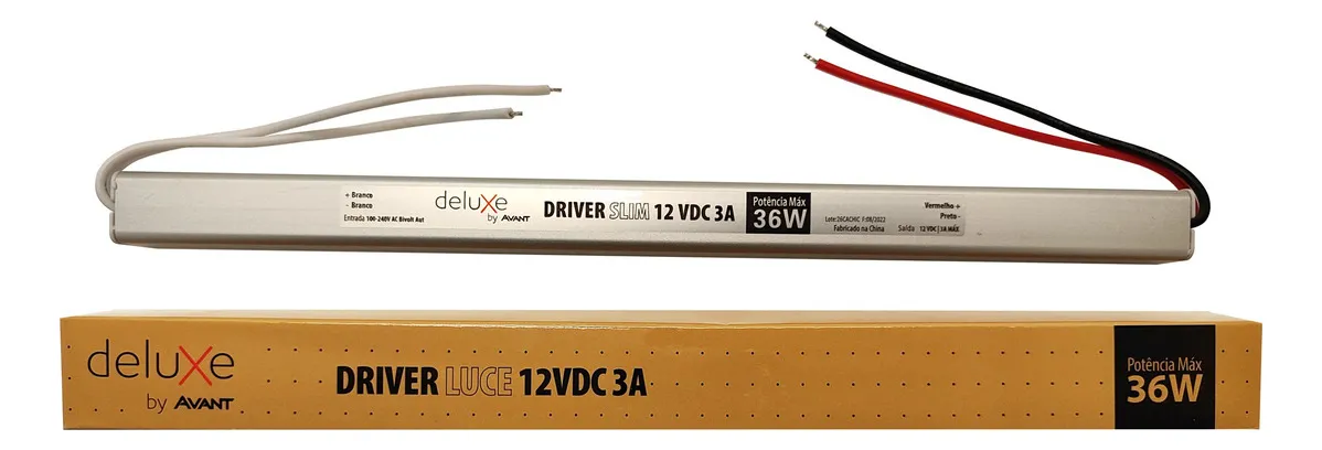 Driver Slim 36W 12V 3A Bivolt para Fita LED IP20 Avant