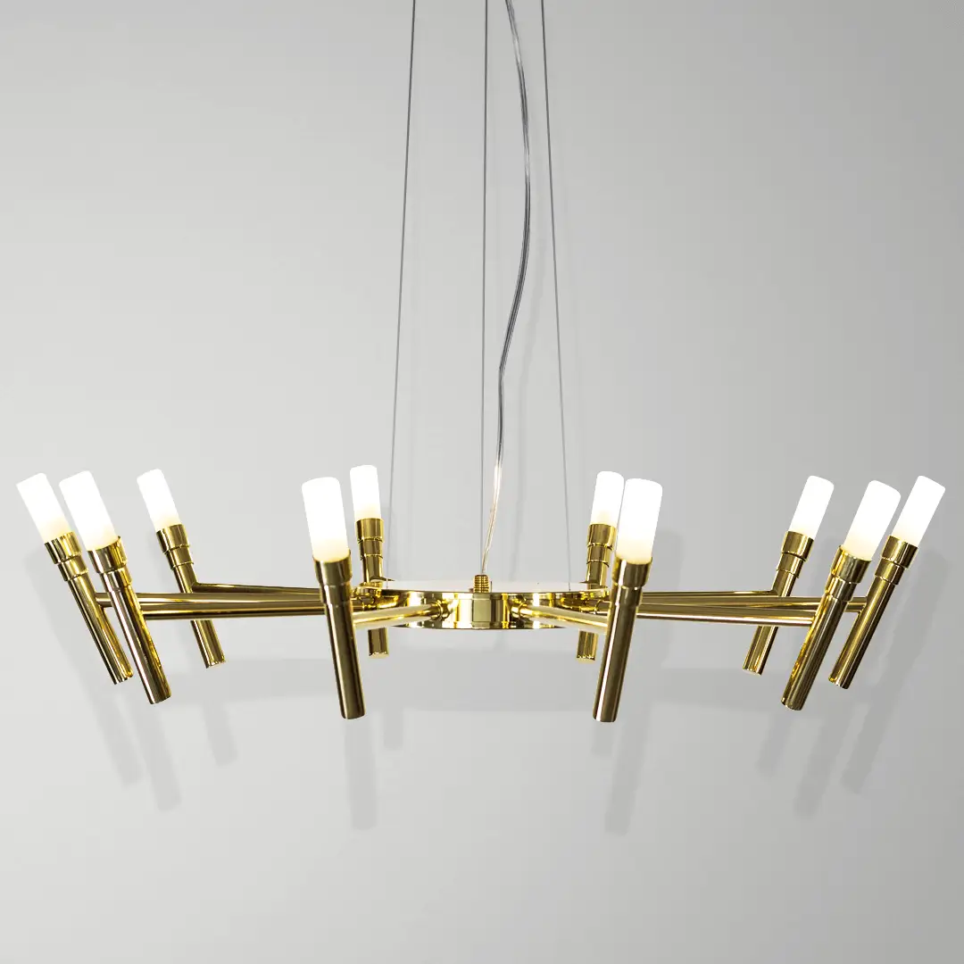 Lustre Pendente Montana 10 Bra&ccedil;os Dourado Golden Art