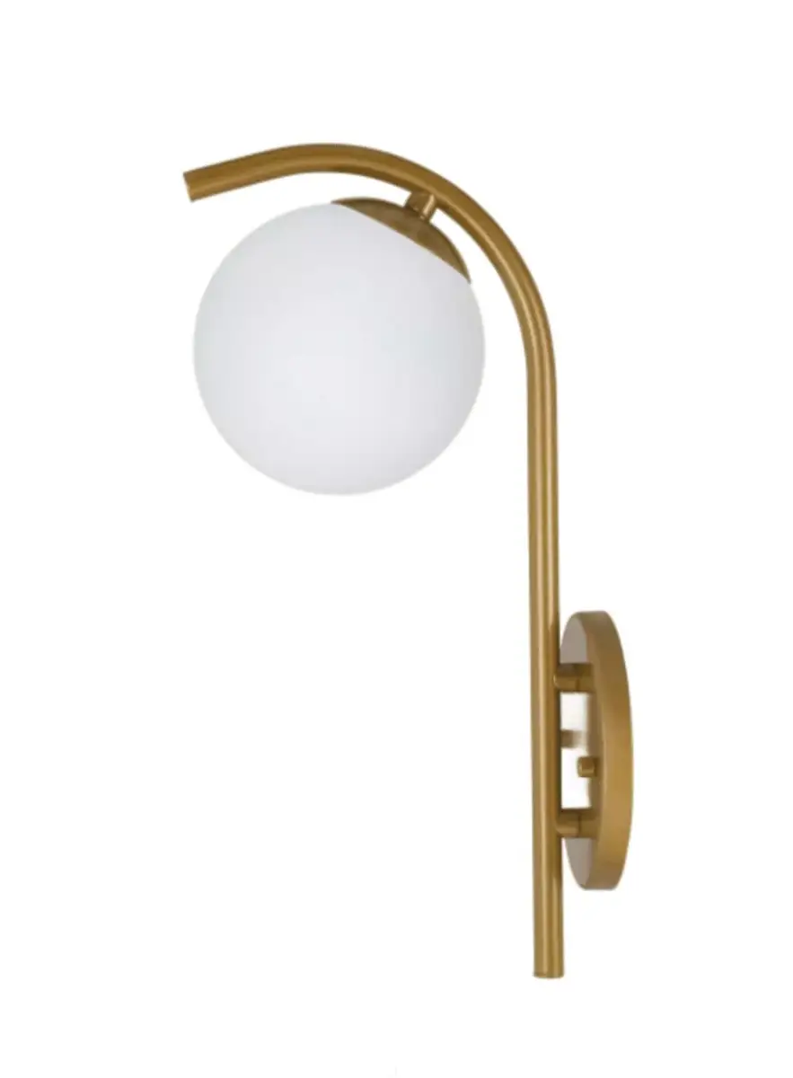 Arandela Globo Leitoso Ouro Winninpeg 35cm P141 Tupiara