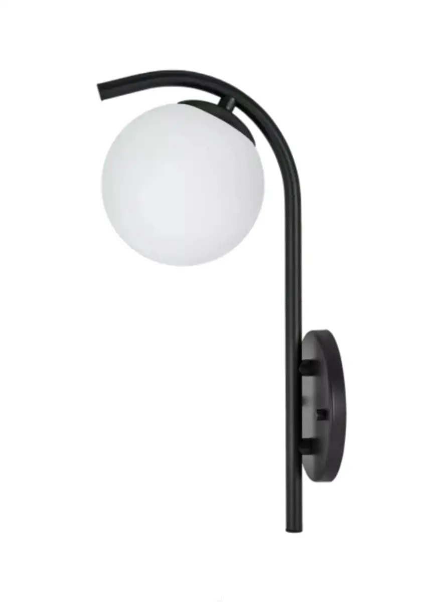 Arandela Globo Leitoso Preto Winninpeg 35cm P141 Tupiara