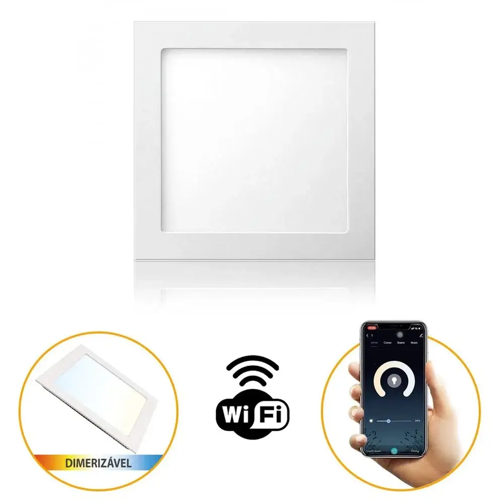 Painel Led Quadrado Smart Embutir 24W Wi-fi IP20 9855 Gaya