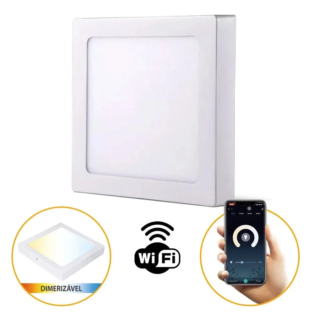 Painel Led Quadrado Smart Sobrepor 18W Wi-fi IP20 9853 Gaya