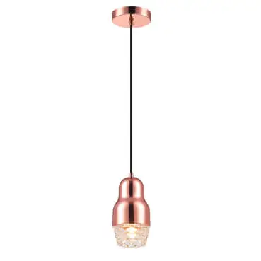 Luminaria Pendente PE-037 1 Lâmpada 10cm Ouro Rose Mais Luz 1