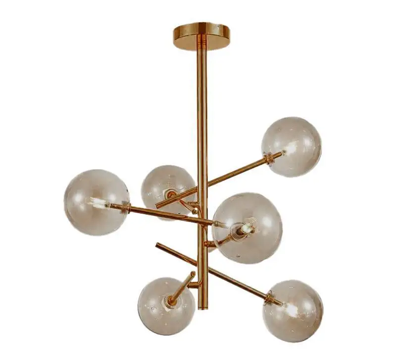 Pendente Hastes Douradas Cupulas Transparentes US018 Luciin