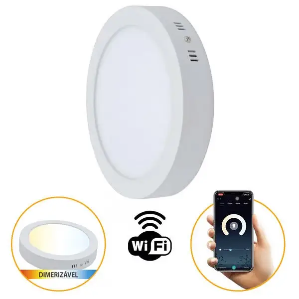 Painel Led Redondo Smart Sobrepor 18W Wi-fi IP20 9852 Gaya