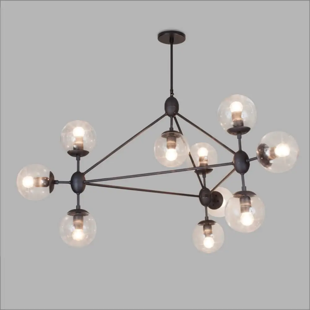Lustre Pendente Sansão Preto Texturizado 16290-10 Usina 1