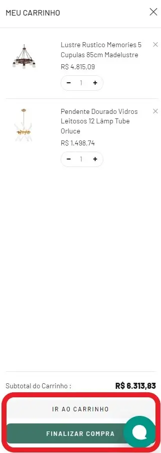 Acessando Carrinho de Compras IluminiFast