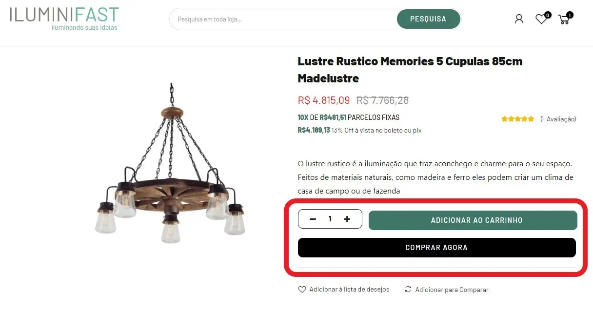 Adicione o Produto ao Carrinho no Site IluminiFast
