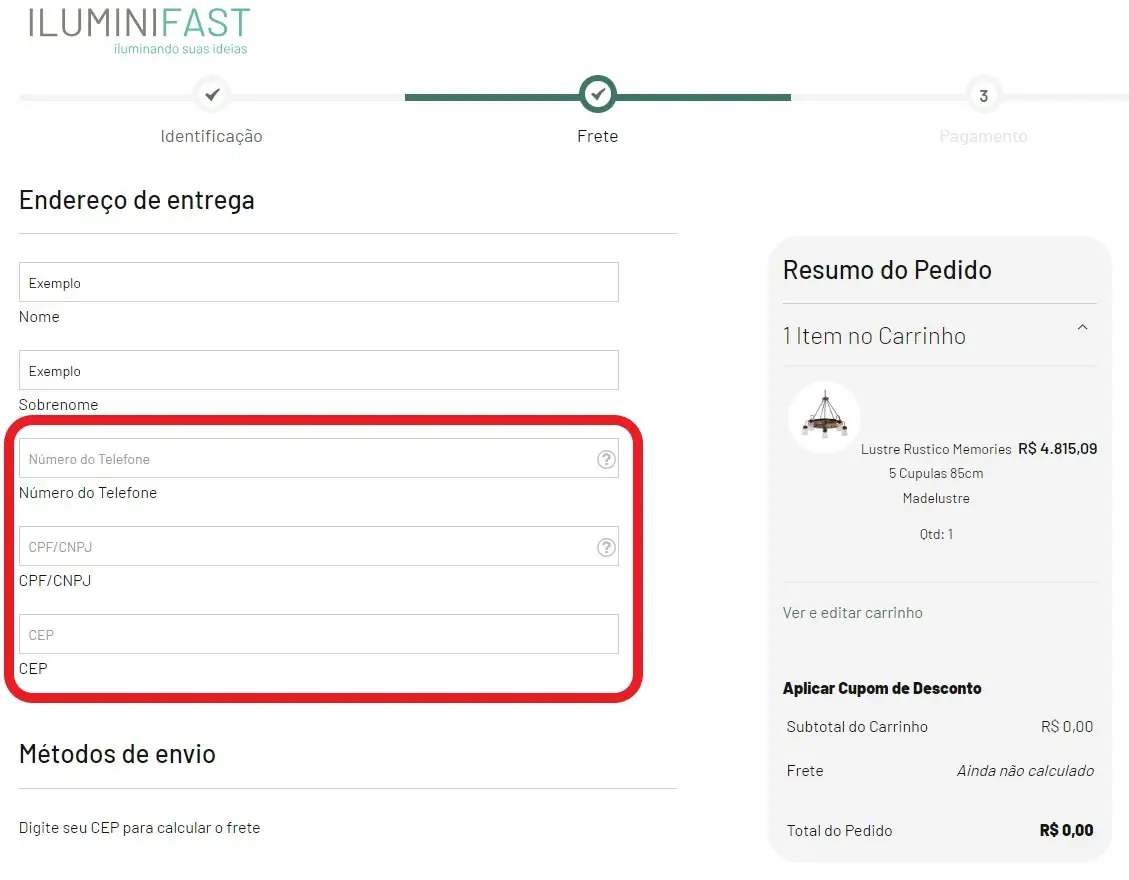 Dados de Entrega IluminiFast
