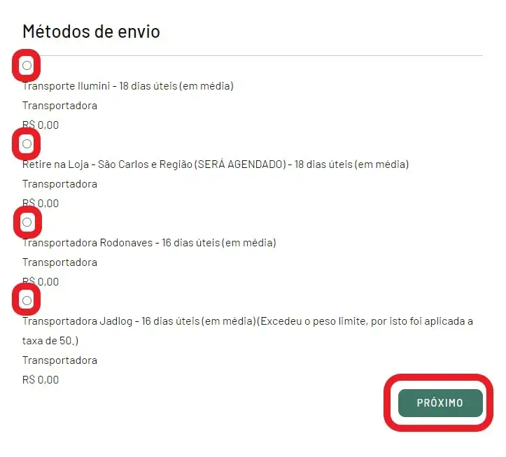 Dados de Envio IluminiFast